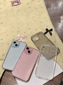 1 个带星空闪光图案的透明外壳，适用于 11/12/13/14 Pro Max/15 16 17 17pro 17Promax 防水防震防摔防刮 - 粉色 - 查看 4