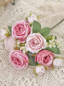 1/2pcs Artificial Rose Bouquet - Premium Real Touch Roses For Wedding/Valentine's Day, DIY Bridal Bouquet & Home Decor, Romantic Centerpiece For Party/Mother's Day Gift (Deep Red/Blush Pink)