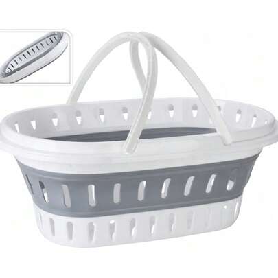 Panier à linge pliable ovale | Panier à linge en plastique | Panier à linge pliable à plat 36 L avec poignées | Poubelle de rangement pour vêtements | Panier de cuisine peu encombrant | Panier à linge gris, panier à linge pliable pour la maison avec grande capacité pour ranger des vêtements ou des articles ménagers, avec trous et poignées pour un transport facile, adapté à la voiture, à l'extérieur et à la salle de bain, en plastique, panier à linge pliable 36 litres.
