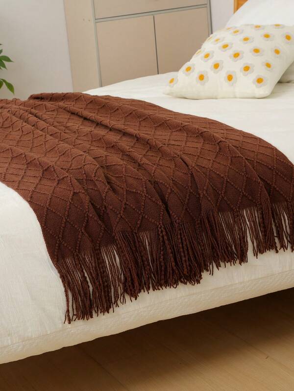 1pc Knitted Blanket, Sofa Throw Blanket, Bed Blanket, Office Nap Mat, Summer Scarf Shawl