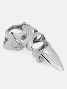 1pc Solid Retro Street Fashion Punk Zinc Alloy Finger Ring With Embedded Pearl Knuckle Biker Armor Joint Protective Jewelry For Men & Women, All Season