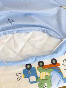 3 件婴儿卡通床上用品套装（1 * 羽绒被套 + 1 * 床垫套 + 1 * 枕套），舒适床上用品套装，卡通字母恐龙与太空宇宙图案，120 * 150 厘米羽绒被套、床垫套、枕套（无填充物），返校 - 太空旅行 - 查看 8