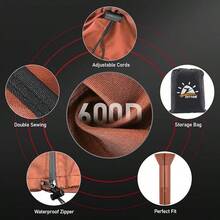 Patio Heater Covers - 600D Outdoor Heater Cover With Zipper Heavy Duty Waterproof, Propane Heat Cover For East Oak, Hampton Bay, Basics And Fire Sense (87" Height X 33" Dome X 19" Base) - Rusty Orange - 87 Inch - View 4