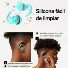 Sleep Earplugs - Tapones para los oídos de silicona suave que reducen el ruido,2 pares de tapones de protección auditiva reutilizables que bloquean el ruido sin ejercer presión sobre los oídos, adecuados para dormir todo el año, dormir la siesta y uso nocturnoIdeal para la sensibilidad al ruido, dormir, roncar, viajar, reducción de ruido - Azul - Ver 2
