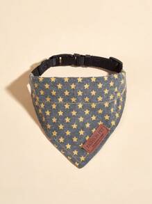 1pc Star Pattern Bib With Leash Clip, Suitable For Pet Decoration And Outdoor Walking, Letter Is Random, Stitching Color Is Random