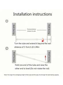 1 件免打孔多功能伸缩杆，安装简单，非常适合浴室浴帘杆、阳台晾衣杆、衣柜挂衣杆、门窗挂帘杆、窗帘杆支架、浴室配件