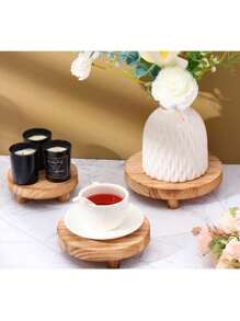 1/3Pcs Wooden Risers For Display Wood Pedestal Stand For Display Mini Riser Stand Round Wooden Riser Holder Rustic Farmhouse Riser For Decor Tiered Tray Decor Riser For Home Kitchen, 3 Size