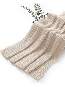 1pc Infant Knitted Blanket, Casual Minimalist Comfortable Baby Swaddle Wrap, All Season - Camel - View 2