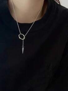 1pc Punk Spike Necklace, Premium Minimalist Unisex Rivet Pendant Necklace, Fashionable Jewelry For Men, Great For Daily Wear, Holidays, Birthdays, Ideal Gift