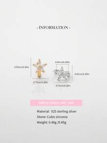 1pc Elegant 925 Sterling Silver Flower Hoop Earrings With Shiny Cubic Zirconia, Featuring A Simple Five-Leaf Clover Design, Suitable For Girls And Ladies For Daily Wear And Parties
