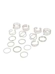 Stylish Street Fashion Personalized Ring Set, Hip Hop Minimalist Alloy Rings, Retro Minimalist Goth Rings - Silver - View 5