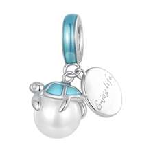 1 件 925 纯银梦幻海洋系列珐琅吊饰海龟珠女款银饰手链和手镯 DIY 制作精美珠宝 - 銀色 - 查看 16