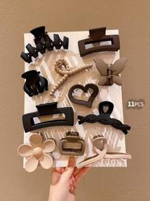 10/11pcs Women Hair Clips, Simple Decorative Hairpins For Daily Wear - Multicolor - View 8