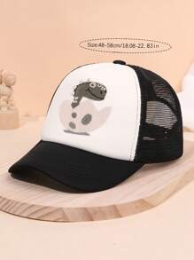 1st Cartoon Dinosaur Applicatie Baseball Cap voor Kinderen, Leuke Zonbescherming Vrachtwagenchauffeurshoed, Geschikt Voor Lente/Zomeruitje, Cadeau Voor Kinderdag
