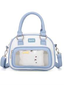 Japanese Harajuku Style Ltabag Large Capacity Cute Bowling Bag Badge Element Female Student Multi-Functional Handbag Cross-Body Bag Backpack - Baby Blue - View 2