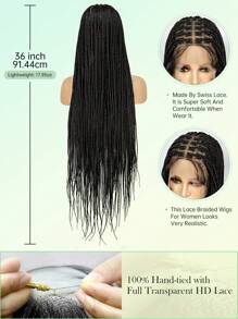 All Lace Versatile Black Box Braided Lace Front Wig For Women , High-Density Synthetic Hair, Perfect For Casual Attire