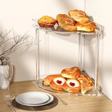 1 pièce Organisateur de salle de bain à 2 étages en acrylique, Étagère de rangement de salle de bain transparente pour le coin, Étagère d'angle à 2 couches pour le rangement de maquillage