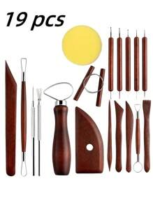 21 Piece Rosewood Pottery Tools Set, Clay Sculpture Carving Detailing Needles, Dotting Pen, Pottery Forming Tools