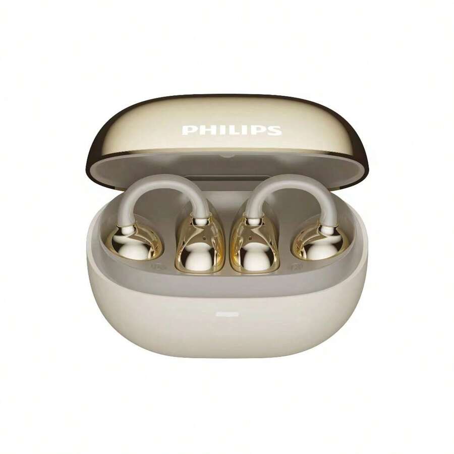 PHILIPS 藍牙耳機TAT3469 耳夾式無線開放 360°原聲級全景音 藍牙5.4 運動跑步 通話降噪 3D人體工學弧環設計 超長續航 白色 - 白色 - 查看 1