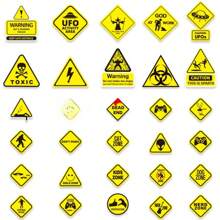 50 pièces Autocollants d'avertissement de dessin animé, autocollants drôles d'interdiction de danger pour planche à roulettes, guitare, ordinateur portable, moto, voiture, jouet classique, décalcomanies cool, fournitures scolaires, rentrée scolaire