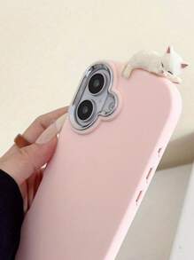 Playful Pink & Light Blue Phone Case With Delightful Cat Charm - Stylish Compatible With Apple 16/15/14/13/12, Redmi, Transsion