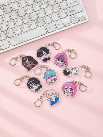 1 件亚克力可爱卡通外星人舞台与伊万提尔卡通人物风格主题钥匙扣吊坠背包装饰/包包配件/书包配件/钱包吊坠/朋友礼物汽车配件包饰背包学校字母