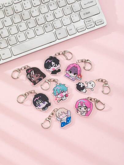 1 件亚克力可爱卡通外星人舞台与伊万提尔卡通人物风格主题钥匙扣吊坠背包装饰/包包配件/书包配件/钱包吊坠/朋友礼物汽车配件包饰背包学校字母