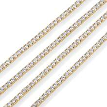 MDFUN 18K Gold Plated 4.0mm Round Cut Cubic Zirconia Tennis Necklace, Unisex - Gold - View 3