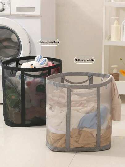 1件/2件大容量透明脏衣篮洗衣篮，可折叠脏衣收纳篮，家用、厨房收纳、清洁用品、杂物玩具收纳篮，简易折叠机制，节省空间，独立洗衣篮，适用于卧室、洗衣房、衣柜、浴室、复活节、情人节