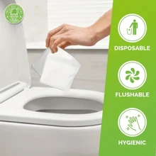 20/50/100pcs Disposable Flushable Toilet Seat Covers - Provide Protection For Travel, Schools And Public Restrooms, Portable For Travel, Airplane, Camping, Hotel, Public Toilet, Bathroom, Waterproof Toilet Pad Accessories, Bathroom Supplies, Camping And Hiking Accessories - Green - View 2