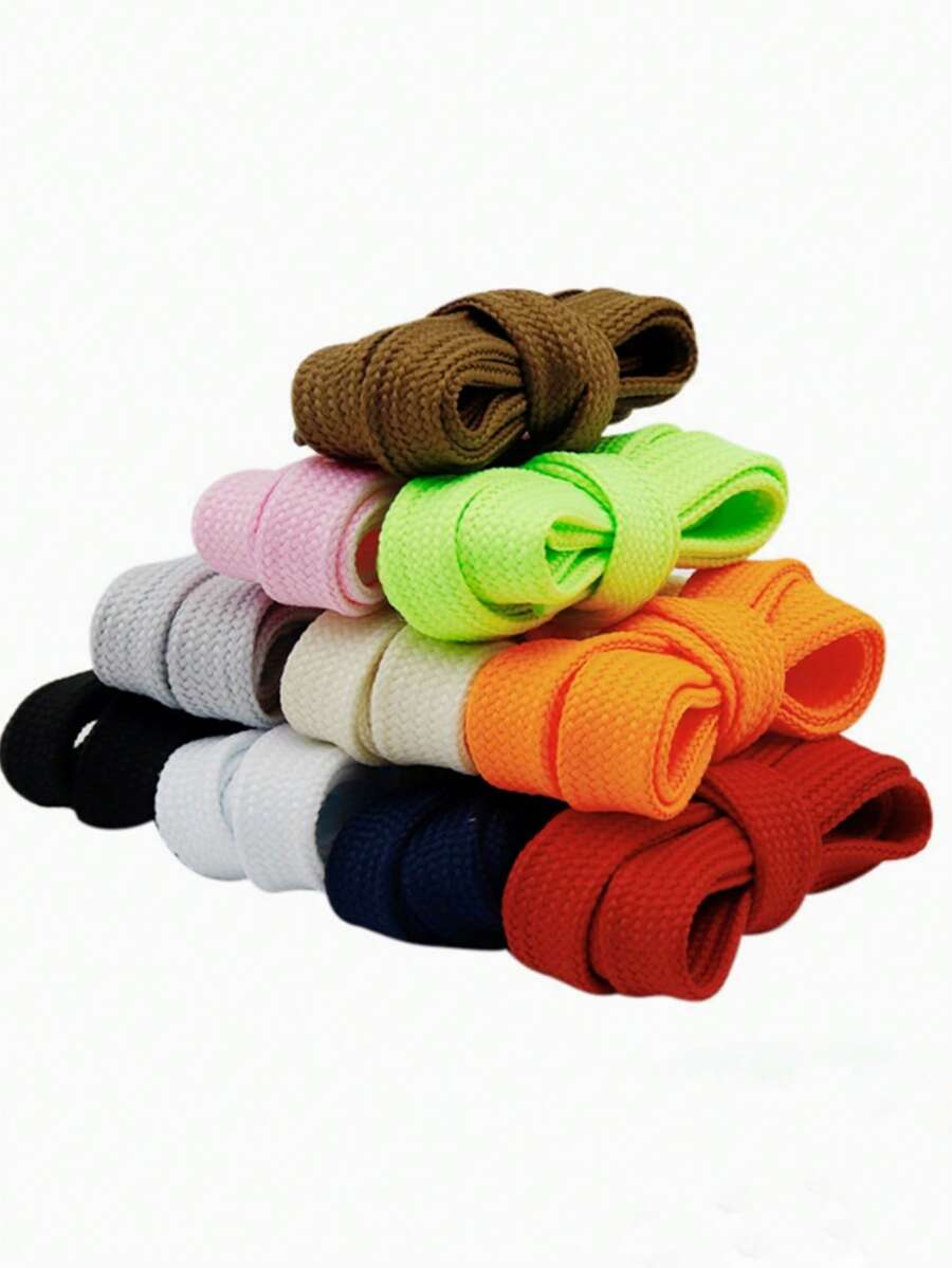 扁平宽鞋带，双层，彩色涤纶，适用于休闲鞋，多色鞋带配件