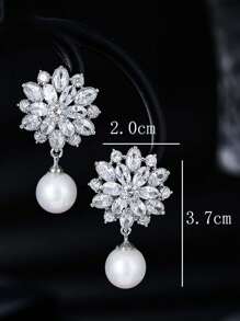 1 Pair Fashionable Zirconia Snowflake Earrings, Bridal Wedding Ceremony Outfit Accessory, Everyday Wear