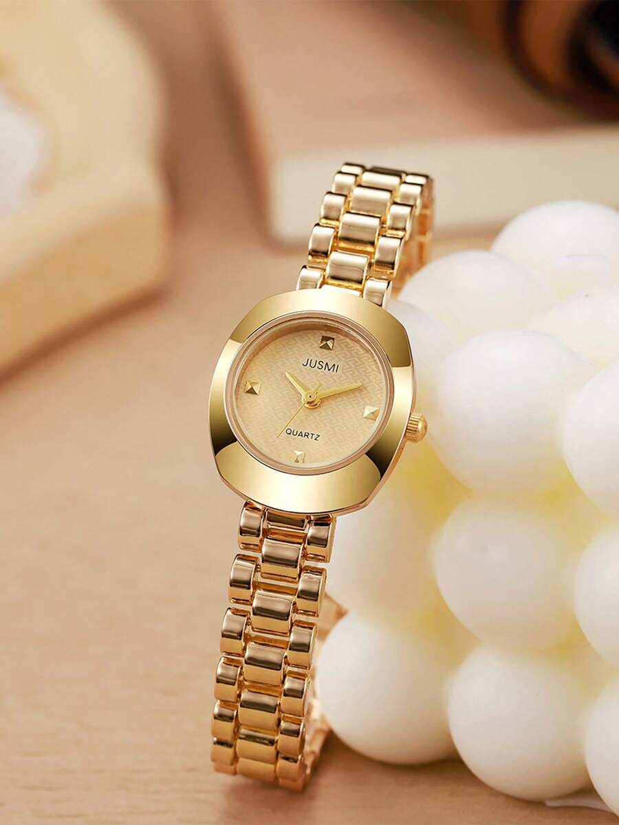 1pc/Set Elegant Minimalist High-Quality Children's Quartz Steel Band Watch, Suitable For Birthday Gift, Halloween Gift, Year-End Promotion - Gold - View 1