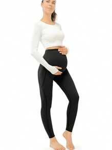 Leggings de maternidad para mujer, alta elasticidad, sensación de desnudez completa, cercanos al abdomen, con bolsillos, pantalones de yoga de maternidad que no se transparentan