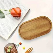 椭圆形木质杯垫托盘 - 多功能实木早餐托盘，适用于面包和甜点 - 适合家庭、厨房和餐厅