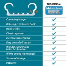 可折叠节省空间的神奇衣架，多功能5孔连接器带加强挂钩可360°旋转，ABS塑料堆叠挂钩级联收纳架，适用于大学宿舍和橱柜，完全组装