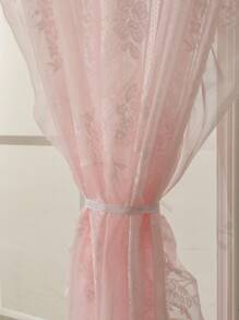 1 pieza de Cortina transparente con volante de encaje francés romántico para ventana de bahía, sala de estar, dormitorio, oficina, cocina, estudio, decoración del hogar