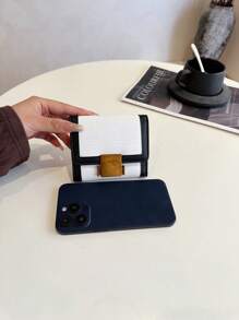 Trifold Pleated Colorblock Compact Wallet Wallet Purse Wallet Mini Wallet Small Wallet - White - View 8