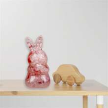 Figura decorativa de conejo de Pascua de pie con piedras de cristal, artesanía y decoración para el hogar de Pascua para interior y exterior - Rojo - Ver 8