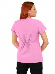 U4U Uniforms Filipina Dama Cuello V Cruzada Con Elastico En Espalda - Rosa Pálido - Ver 7