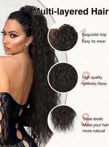Extension de queue de cheval, extension de queue de cheval de 26 pouces à pince pour femmes, cheveux longs synthétiques bouclés et ondulés, extension de cheveux à clipser pour utilisation quotidienne et fête