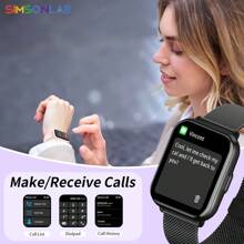 SIMSONLAB 全新智能手表兼容 IOS/Android，1ATM 防水智能手表支持计步器/无线通话/通知提醒，健身追踪器支持 100 多种运动模式，AI 语音助手/分屏/计算器，时尚智能手表支持可定制表盘，适合男士和女士情人节礼物