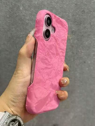 1pc INS Cute Cream Satin Silk Marble Phone Case Compatible With IPhone 17 AIR 16 15 13 14 12 11 Pro Max Plus Minimalist Lovely Girl Lady Soft Leather Back Cover Waterproof Shockproof Anti-Fall Scratch Resistant