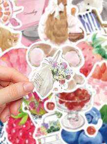 50pcs Mediterranean Style Artistic Stickers PVC Gift Cartoon Decoration Scrapbook Laptop Luggage Guitar Water Cup Phone Case DIY Decal,School Supplies,Back To School