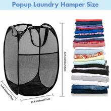 Collapsible Mesh Pop Up Hamper With Wide Opening And Side Pocket – Breathable, Sturdy, Foldable, And Space-Saving Design For Clothes And Storage.