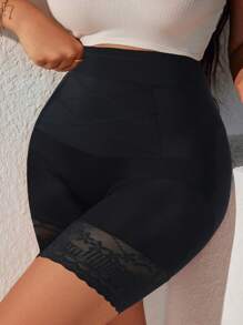 女士加大码高腰蕾丝塑身内裤，产后瘦身塑身衣收腹三角裤 - 黑色 - 查看 4