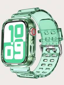 Pulseira transparente 2 em 1 com capa protetora compatível com Apple Watch 38/40/41/42/44/45 mm, pulseira de substituição protetora Jelly Sports compatível com Apple Watch 8/7/6/5/4/3/2/1/SE