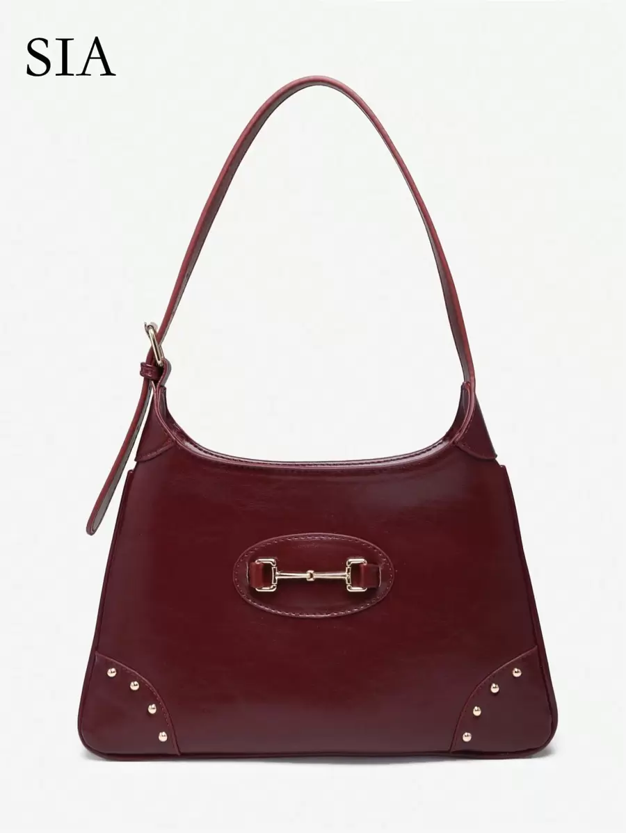 1 Pc Vintage Simple Hook Decoration Mohair Suede Shoulder Adjustable Strap Crescent Bag, Suitable For Dating, Outing, Party