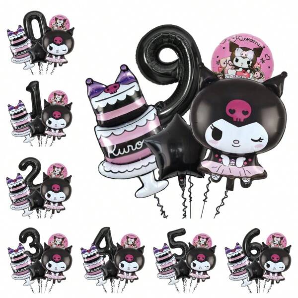 Sanrio Set autorizzato di 5 palloncini Sanrio Kuromi - ideali per compleanni, feste, decorazioni murali, eventi live. Kit di decorazione perfetto con palloncini in pellicola di alluminio adatti per varie celebrazioni