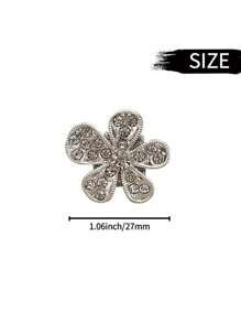 5pcs/Set Rhinestone Pentagonal Flower Car Air Vent Decor - Silver - View 2